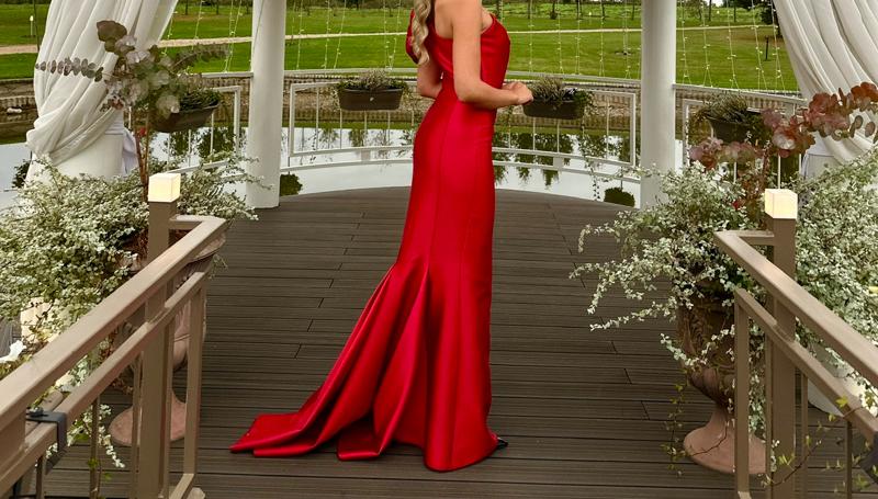 Long red dress
